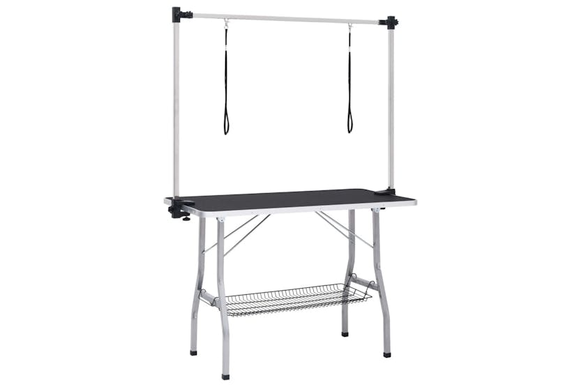 vidaXL 171070 Adjustable Dog Grooming Table With 2 Loops And Basket vidaXL 171070 Adjustable Dog Grooming Table With 2 Loops And Basket