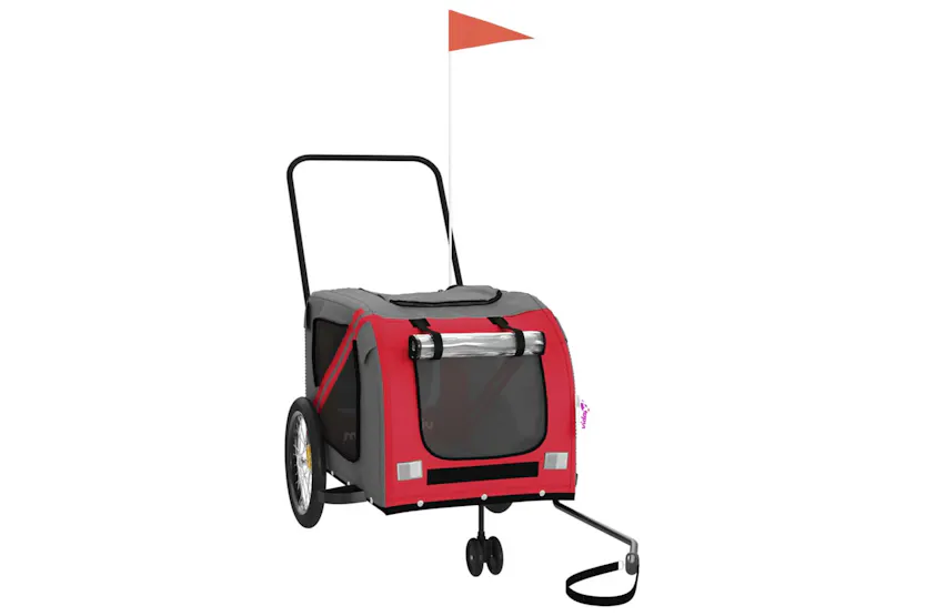 vidaXL 93901 Pet Bike Trailer Red And Grey Oxford Fabric And Iron vidaXL 93901 Pet Bike Trailer Red And Grey Oxford Fabric And Iron