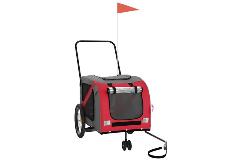 vidaXL 93901 Pet Bike Trailer Red And Grey Oxford Fabric And Iron vidaXL 93901 Pet Bike Trailer Red And Grey Oxford Fabric And Iron