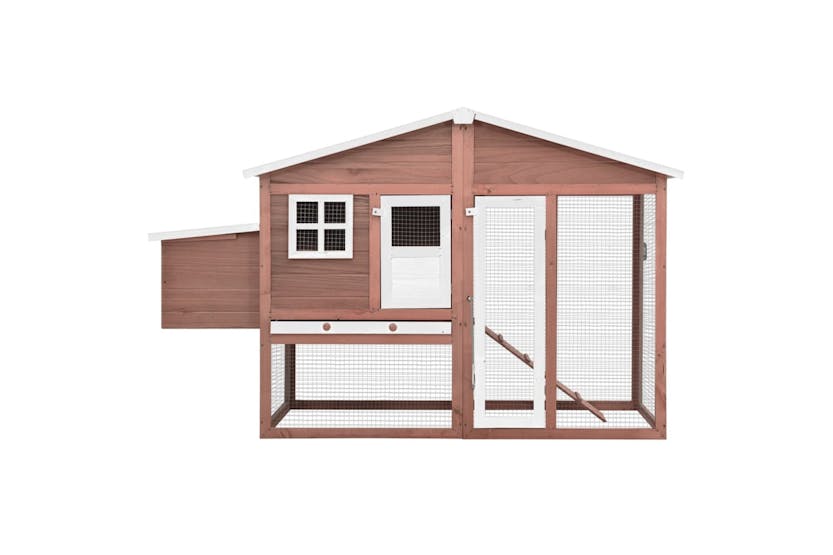 vidaXL 170866 Chicken Coop With Nest Box Mocha And White Solid Fir Wood vidaXL 170866 Chicken Coop With Nest Box Mocha And White Solid Fir Wood