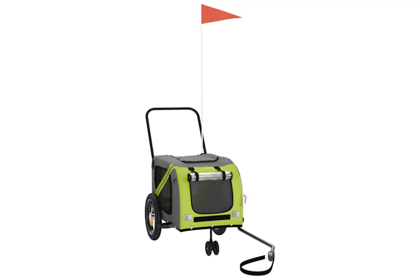 vidaXL 93892 Pet Bike Trailer Green And Black Oxford Fabric And Iron vidaXL 93892 Pet Bike Trailer Green And Black Oxford Fabric And Iron