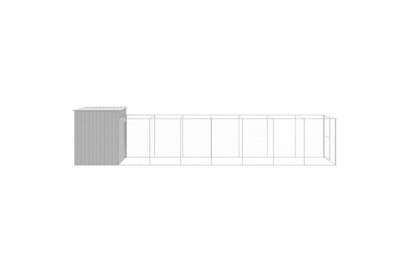 vidaXL 3189128 Dog House With Run Light Grey 214x865x181cm Galvanised Steel vidaXL 3189128 Dog House With Run Light Grey 214x865x181cm Galvanised Steel