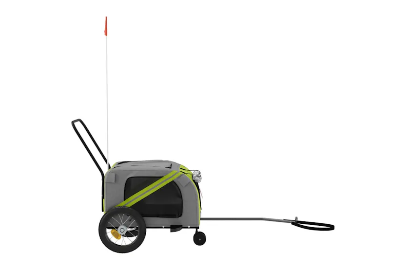 vidaXL 93892 Pet Bike Trailer Green And Black Oxford Fabric And Iron vidaXL 93892 Pet Bike Trailer Green And Black Oxford Fabric And Iron