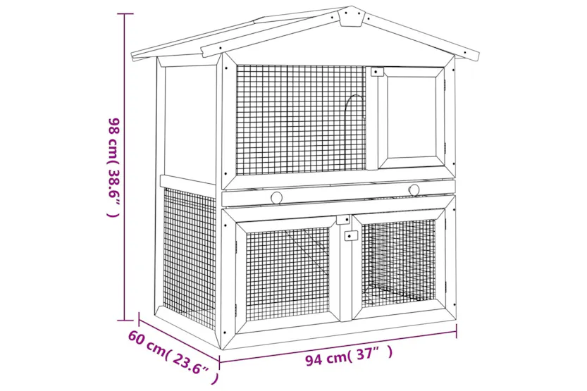vidaXL 170837 Outdoor Rabbit Hutch 3 Doors Grey Wood vidaXL 170837 Outdoor Rabbit Hutch 3 Doors Grey Wood