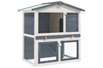vidaXL 170837 Outdoor Rabbit Hutch 3 Doors Grey Wood vidaXL 170837 Outdoor Rabbit Hutch 3 Doors Grey Wood