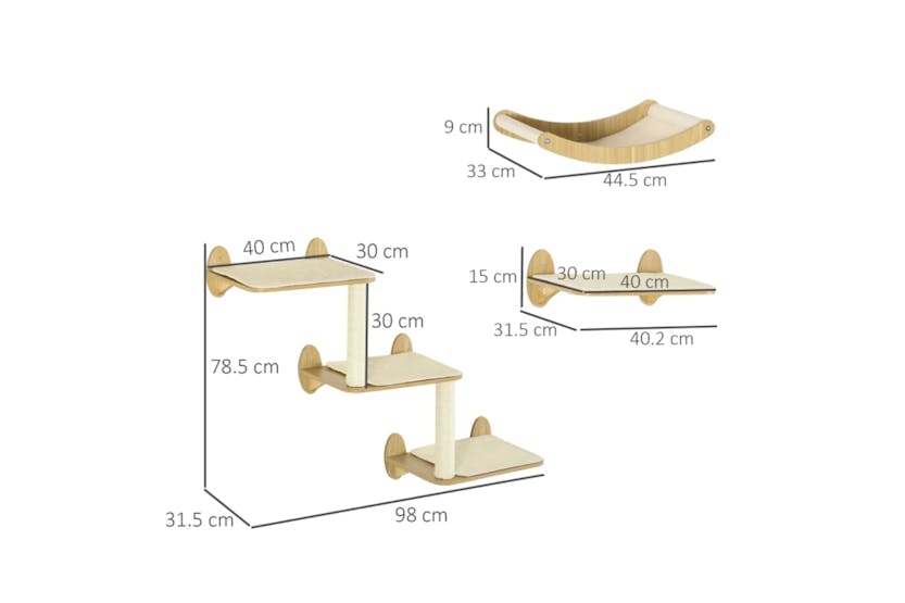 PawHut Wall Mounted Cats Shelves | Multi | 3 Pieces PawHut Wall Mounted Cats Shelves | Multi | 3 Pieces