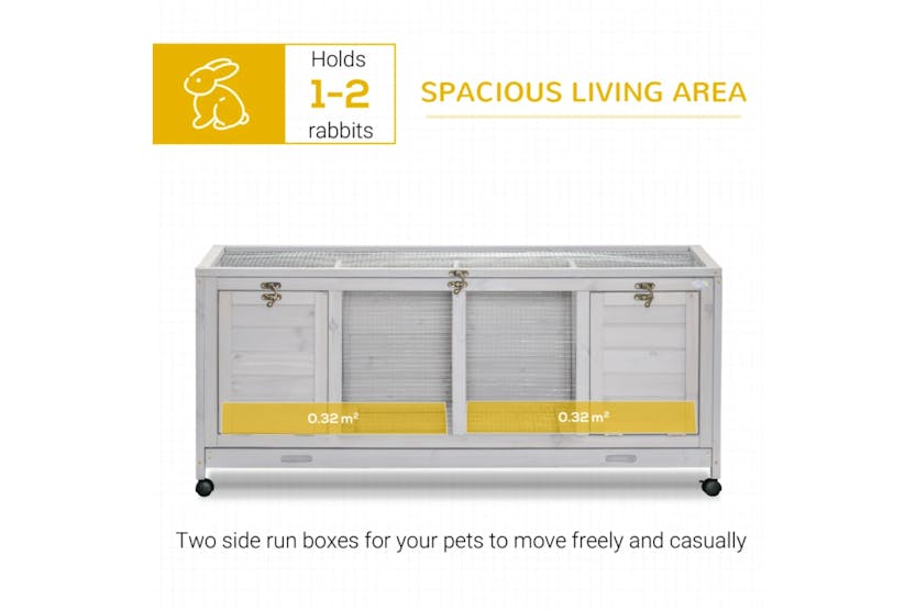 PawHut Wooden Small Animal House for Indoor Outdoor with Wheels | Light Grey PawHut Wooden Small Animal House for Indoor Outdoor with Wheels | Light Grey