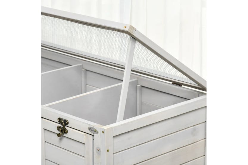 PawHut Wooden Small Animal House for Indoor Outdoor with Wheels | Light Grey PawHut Wooden Small Animal House for Indoor Outdoor with Wheels | Light Grey