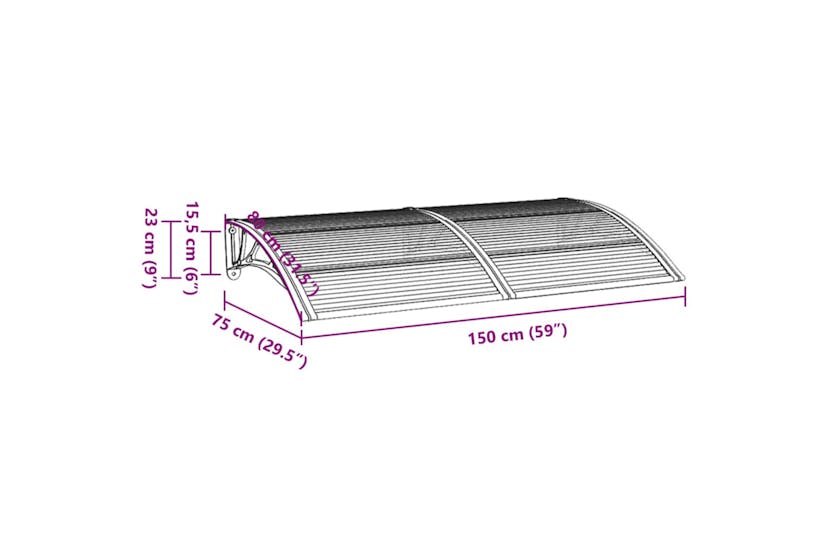 vidaXL Door Canopy Grey 150x75cm Polycarbonate vidaXL Door Canopy Grey 150x75cm Polycarbonate