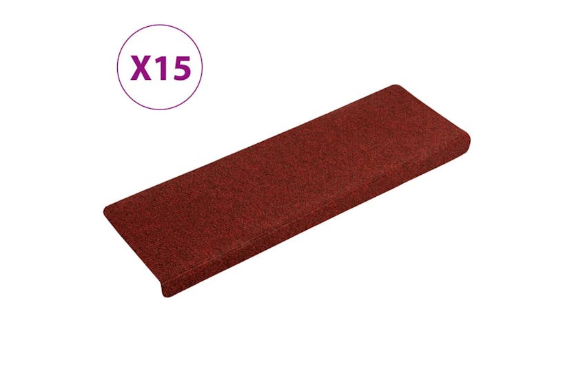 vidaXL Stair Mats 15 Pcs Needle Punch 65x21x4cm Red vidaXL Stair Mats 15 Pcs Needle Punch 65x21x4cm Red