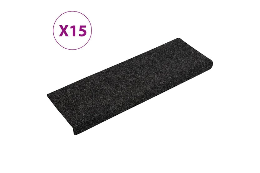 vidaXL Stair Mats 15 Pcs Needle Punch 65x21x4cm Black vidaXL Stair Mats 15 Pcs Needle Punch 65x21x4cm Black