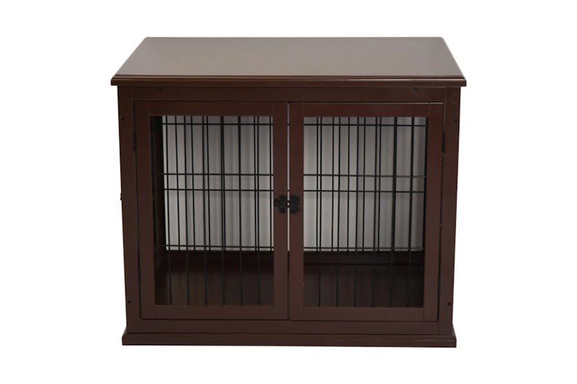 PawHut Indoor Small Dog Wooden Crate with Metal Wire | Brown PawHut Indoor Small Dog Wooden Crate with Metal Wire | Brown