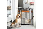 PawHut Auto Close Dog Safety Gate with Cat Door | Black PawHut Auto Close Dog Safety Gate with Cat Door | Black