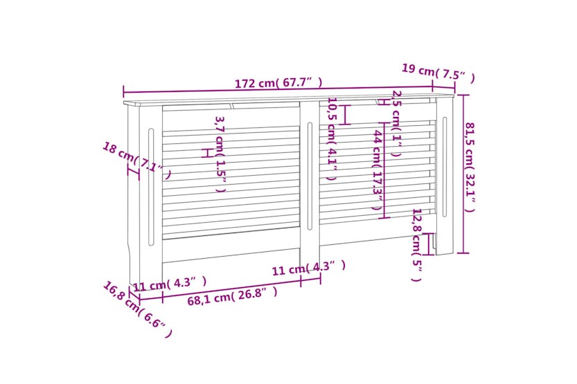 vidaXL Radiator Cover Anthracite 172x19x81.5cm Mdf vidaXL Radiator Cover Anthracite 172x19x81.5cm Mdf