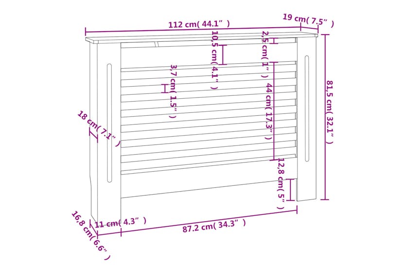 vidaXL Radiator Cover Anthracite 112x19x81.5cm Mdf vidaXL Radiator Cover Anthracite 112x19x81.5cm Mdf
