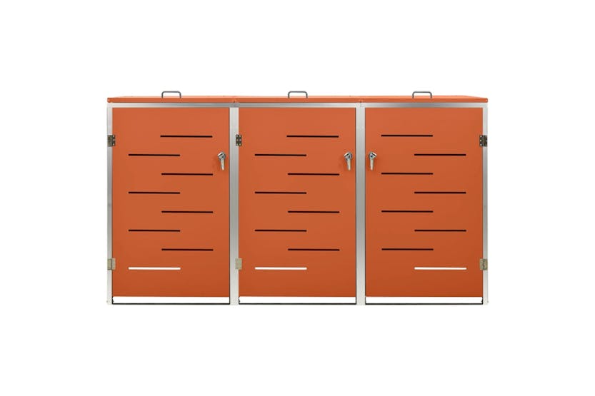 vidaXL Triple Wheelie Bin Shed 207x77.5x112.5cm Stainless Steel vidaXL Triple Wheelie Bin Shed 207x77.5x112.5cm Stainless Steel