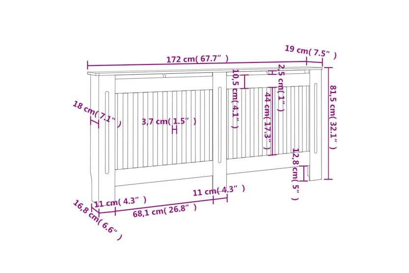 vidaXL Radiator Cover Anthracite 172x19x81.5cm Mdf vidaXL Radiator Cover Anthracite 172x19x81.5cm Mdf