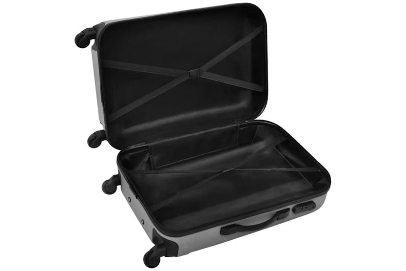 vidaXL Three Piece Hardcase Trolley Set Silver 45.5/55/66cm vidaXL Three Piece Hardcase Trolley Set Silver 45.5/55/66cm