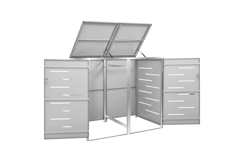 vidaXL Double Wheelie Bin Shed 138x77.5x112.5cm Stainless Steel vidaXL Double Wheelie Bin Shed 138x77.5x112.5cm Stainless Steel