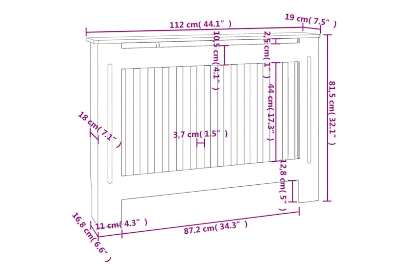 vidaXL Radiator Cover Anthracite 112x19x81.5cm Mdf vidaXL Radiator Cover Anthracite 112x19x81.5cm Mdf