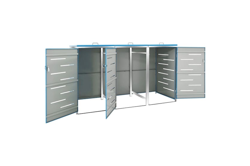 vidaXL Triple Wheelie Bin Shed 207x77.5x112.5cm Stainless Steel vidaXL Triple Wheelie Bin Shed 207x77.5x112.5cm Stainless Steel