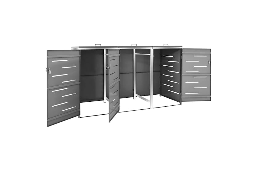 vidaXL Triple Wheelie Bin Shed 207x77.5x112.5cm Stainless Steel vidaXL Triple Wheelie Bin Shed 207x77.5x112.5cm Stainless Steel