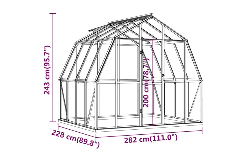 vidaXL Greenhouse With Base Frame Anthracite 6.43 M2 Aluminium vidaXL Greenhouse With Base Frame Anthracite 6.43 M2 Aluminium