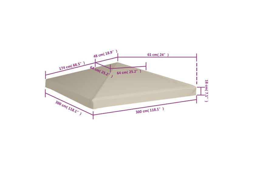 vidaXL Gazebo Top Cover 310 G/m2 3x3 M Beige vidaXL Gazebo Top Cover 310 G/m2 3x3 M Beige