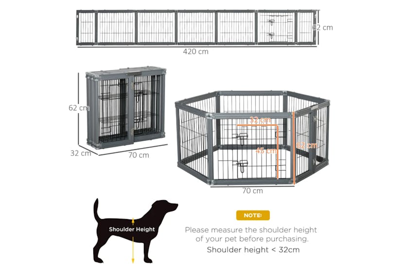 PawHut Heavy Duty Pet Playpen with Door | Grey/Black PawHut Heavy Duty Pet Playpen with Door | Grey/Black