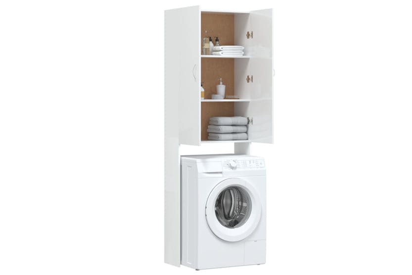 vidaXL Washing Machine Cabinet High Gloss White 64x25.5x190cm vidaXL Washing Machine Cabinet High Gloss White 64x25.5x190cm