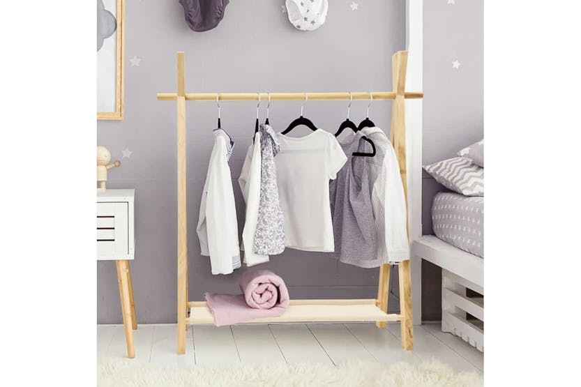 Storage Solutions Children's Clothing Rack With 1 Tier Pinewood Storage Solutions Children's Clothing Rack With 1 Tier Pinewood