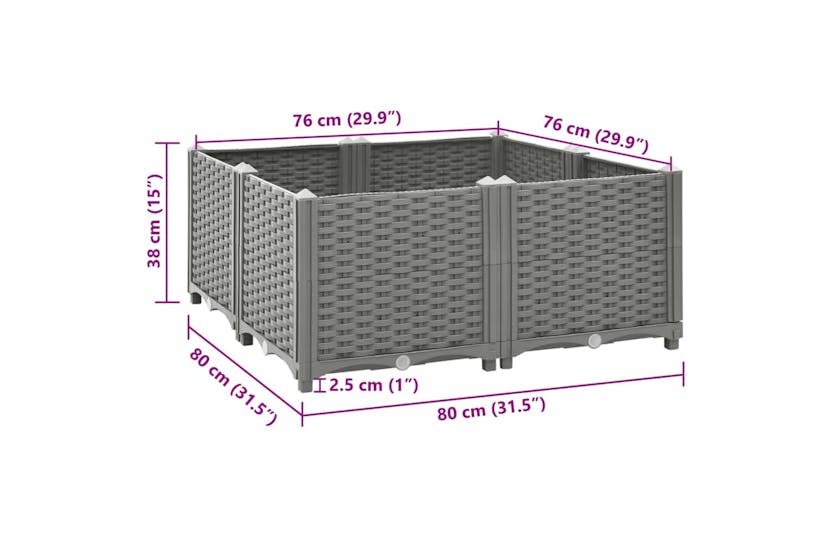 vidaXL Raised Bed 80x80x38cm Polypropylene vidaXL Raised Bed 80x80x38cm Polypropylene