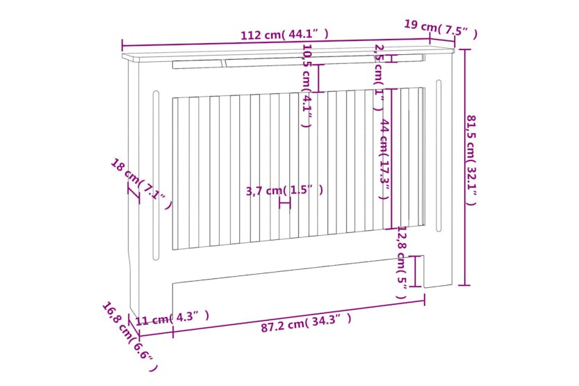 vidaXL Radiator Covers 2 Pcs White Mdf 112cm vidaXL Radiator Covers 2 Pcs White Mdf 112cm