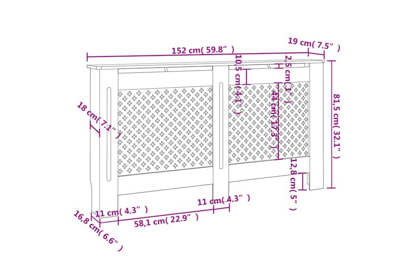VidaXL Radiator Cover 152x19x81.5cm MDF VidaXL Radiator Cover 152x19x81.5cm MDF