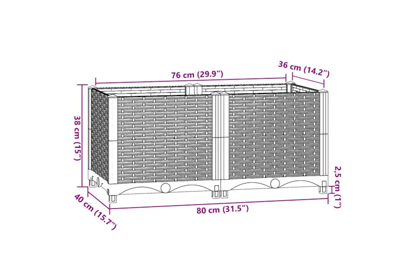 vidaXL Raised Bed 80x40x38cm Polypropylene vidaXL Raised Bed 80x40x38cm Polypropylene
