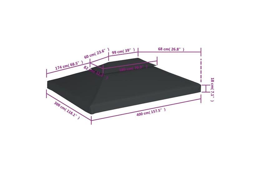 vidaXL 2-tier Gazebo Top Cover 310 G/m2 4x3 M Anthracite vidaXL 2-tier Gazebo Top Cover 310 G/m2 4x3 M Anthracite