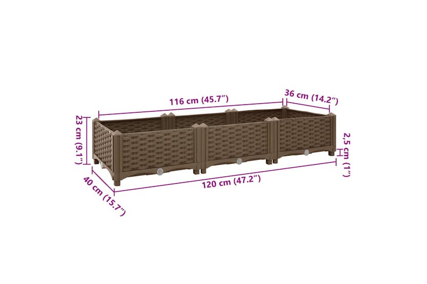 vidaXL Raised Bed 120x40x23cm Polypropylene vidaXL Raised Bed 120x40x23cm Polypropylene