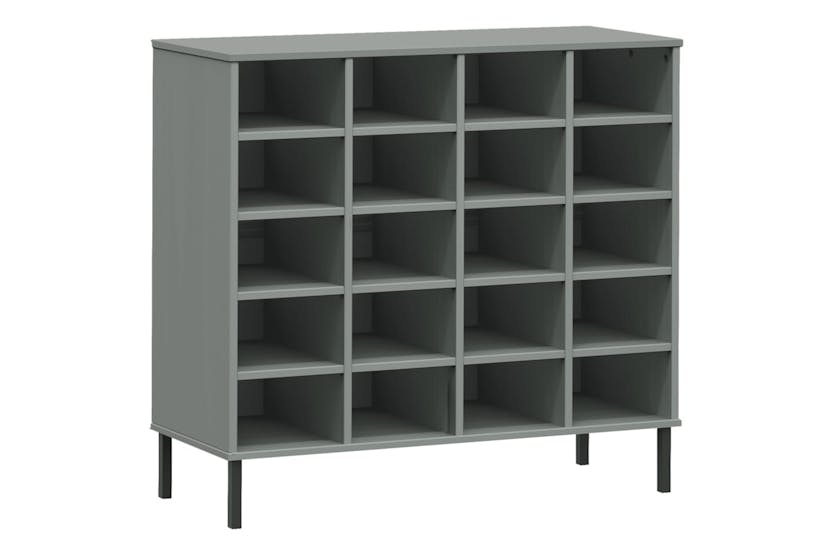 vidaXL Shoe Rack With Metal Legs Grey 95x35x86cm Solid Wood Oslo vidaXL Shoe Rack With Metal Legs Grey 95x35x86cm Solid Wood Oslo