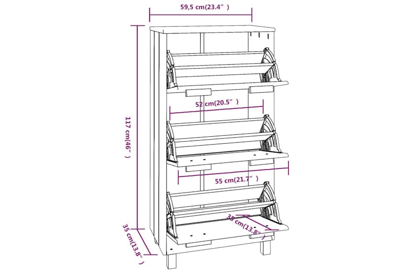 vidaXL Shoe Cabinet Hamar Light Grey 59.5x35x117cm Solid Wood Pine vidaXL Shoe Cabinet Hamar Light Grey 59.5x35x117cm Solid Wood Pine