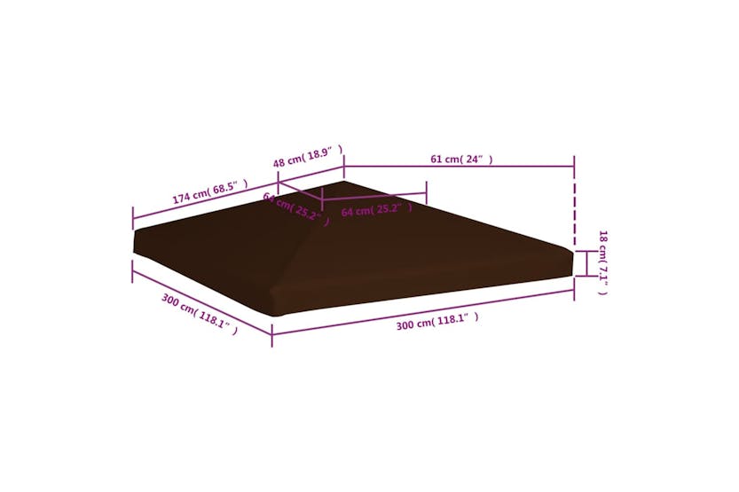 vidaXL Gazebo Top Cover 310 G/m2 3x3 M Brown vidaXL Gazebo Top Cover 310 G/m2 3x3 M Brown
