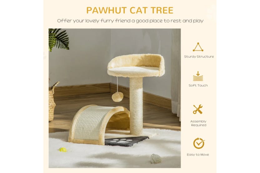 Pawhut Cat Tree Scratching Post | Beige Pawhut Cat Tree Scratching Post | Beige