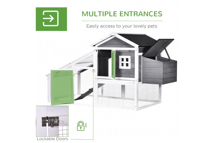 PawHut Wooden Chicken Coop Poultry House | Grey/White PawHut Wooden Chicken Coop Poultry House | Grey/White