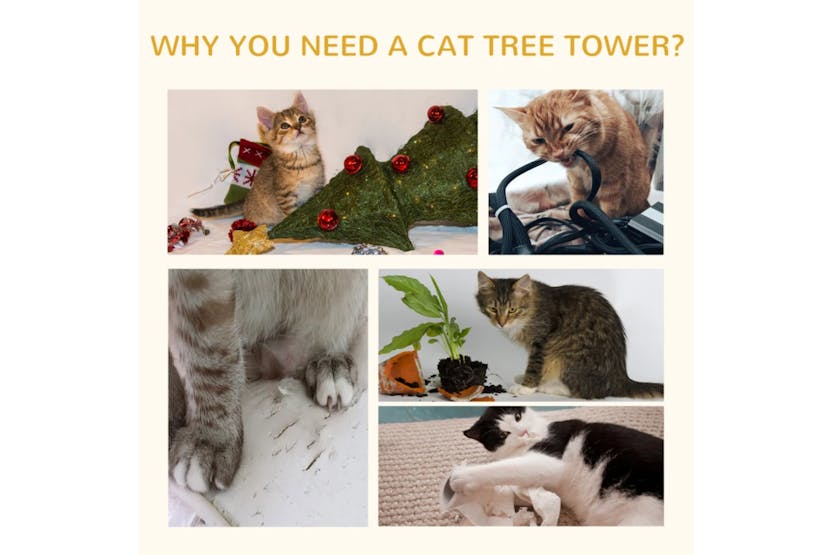 Pawhut Cat Tree Scratching Post | Beige Pawhut Cat Tree Scratching Post | Beige