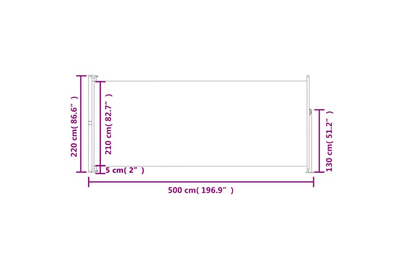 vidaXL Patio Retractable Side Awning 220x500cm Grey vidaXL Patio Retractable Side Awning 220x500cm Grey