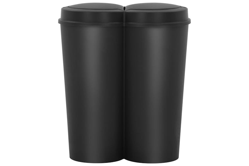 vidaXL Duo Bin Trash Can Black 50 L vidaXL Duo Bin Trash Can Black 50 L