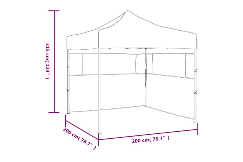 vidaXL Professional Folding Party Tent With 2 Sidewalls 2x2 M Steel White vidaXL Professional Folding Party Tent With 2 Sidewalls 2x2 M Steel White