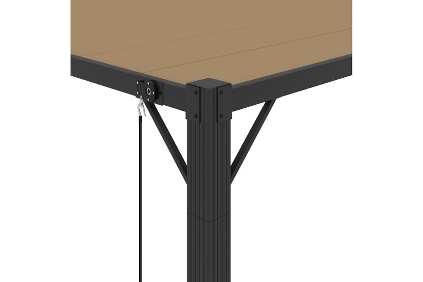 vidaXL Gazebo With Louvered Roof 3x3 M Taupe Fabric And Aluminium vidaXL Gazebo With Louvered Roof 3x3 M Taupe Fabric And Aluminium