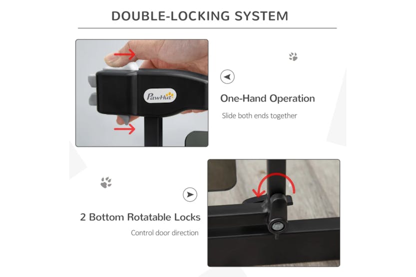 PawHut Auto-Close Pet Safety Gate | Black PawHut Auto-Close Pet Safety Gate | Black