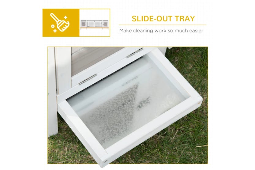 PawHut Wooden Rabbit Hutch for Indoor with Slide-out Tray | Grey PawHut Wooden Rabbit Hutch for Indoor with Slide-out Tray | Grey