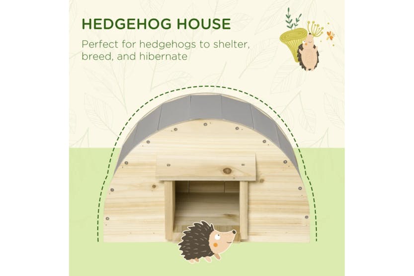 PawHut Outdoor Wooden Hedgehog House with 2 Doors | Natural PawHut Outdoor Wooden Hedgehog House with 2 Doors | Natural